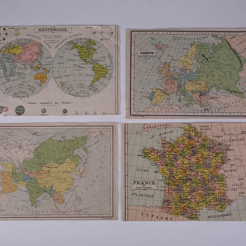 French wood Cubes Geographies J.L. JULLIEN / DU VAL et L. 19th - 6