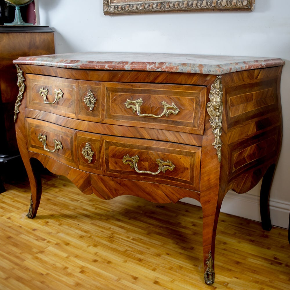 18th Century French Louis XV Gilt Bronze Mounted Kingwood Commode molded marble - 2