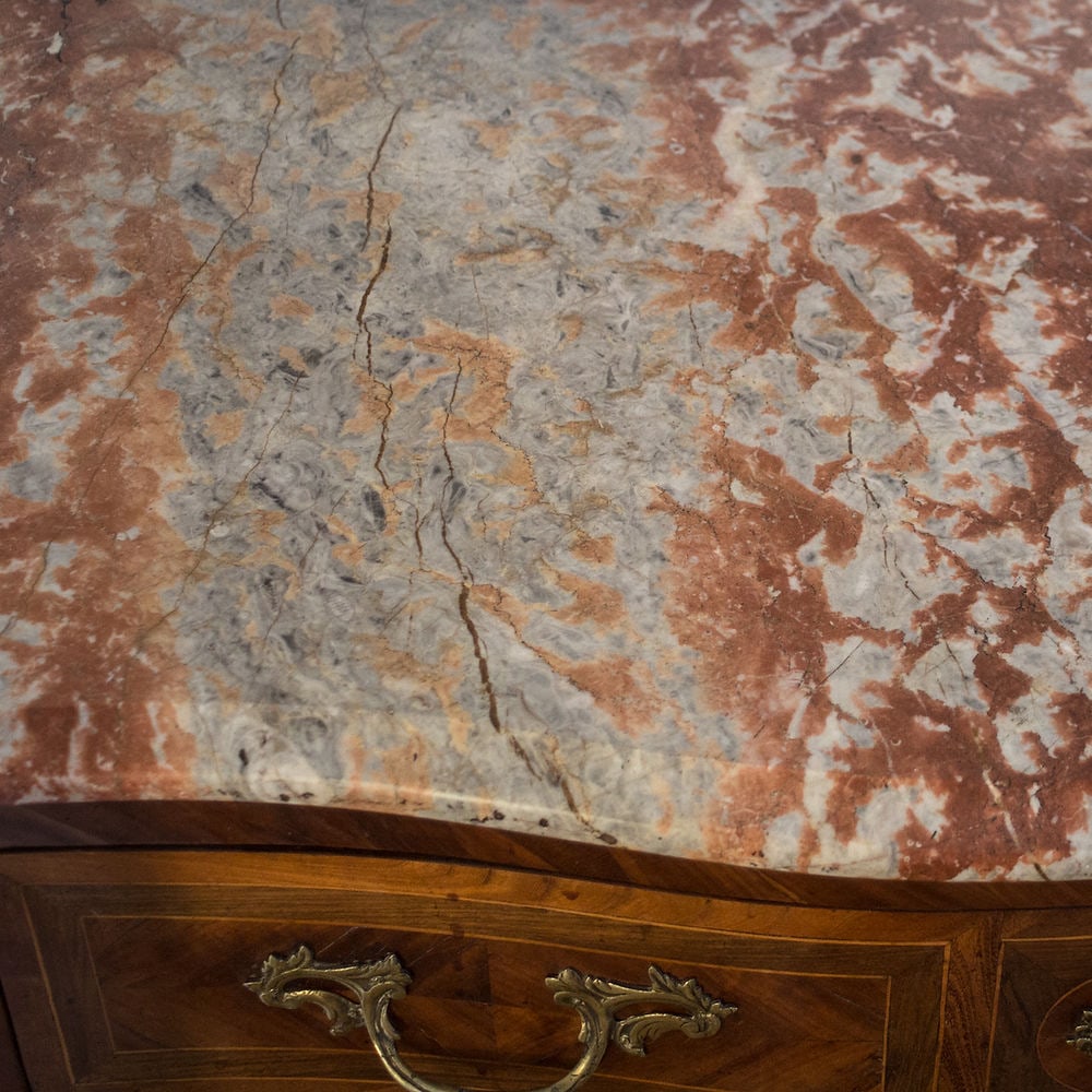 18th Century French Louis XV Gilt Bronze Mounted Kingwood Commode molded marble - 3