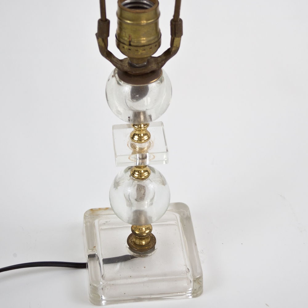 FRENCH ART DECO modernist Glass DESK LAMP ADNET 2 round glass ball - 2