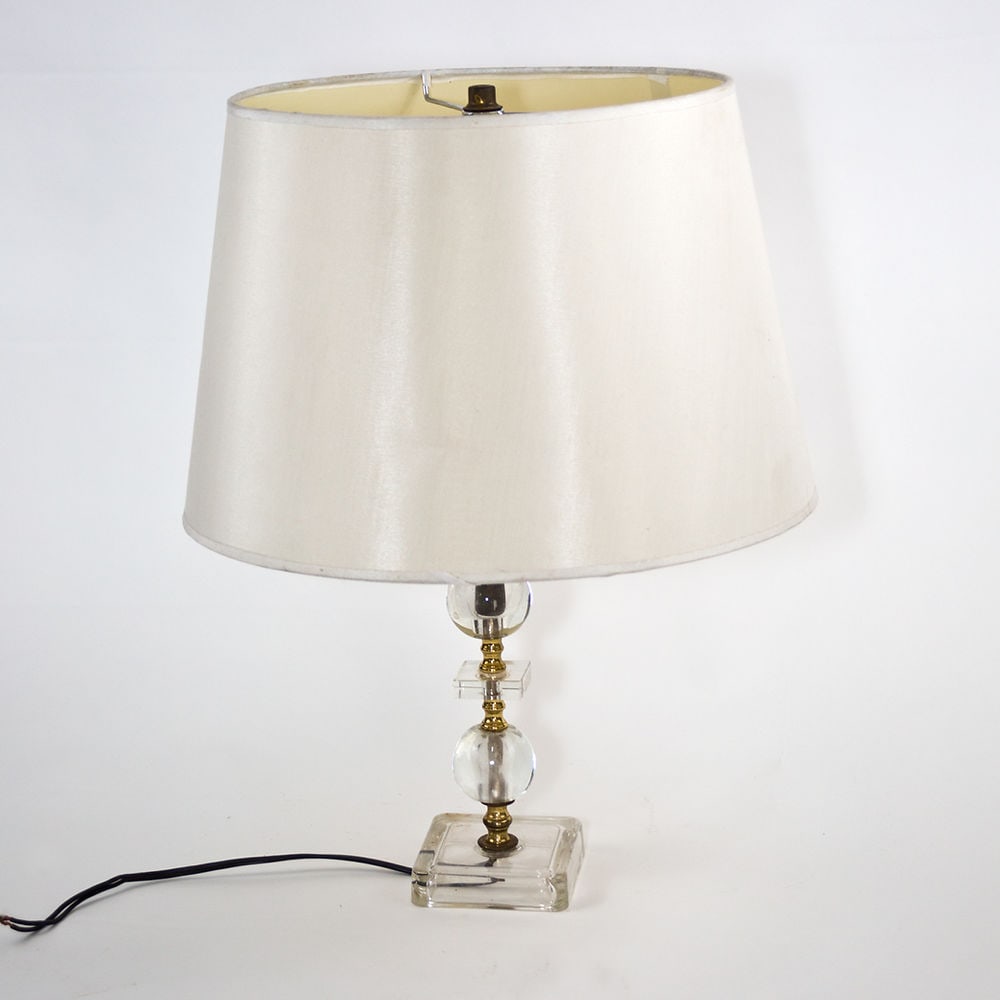 FRENCH ART DECO modernist Glass DESK LAMP ADNET 2 round glass ball - 3