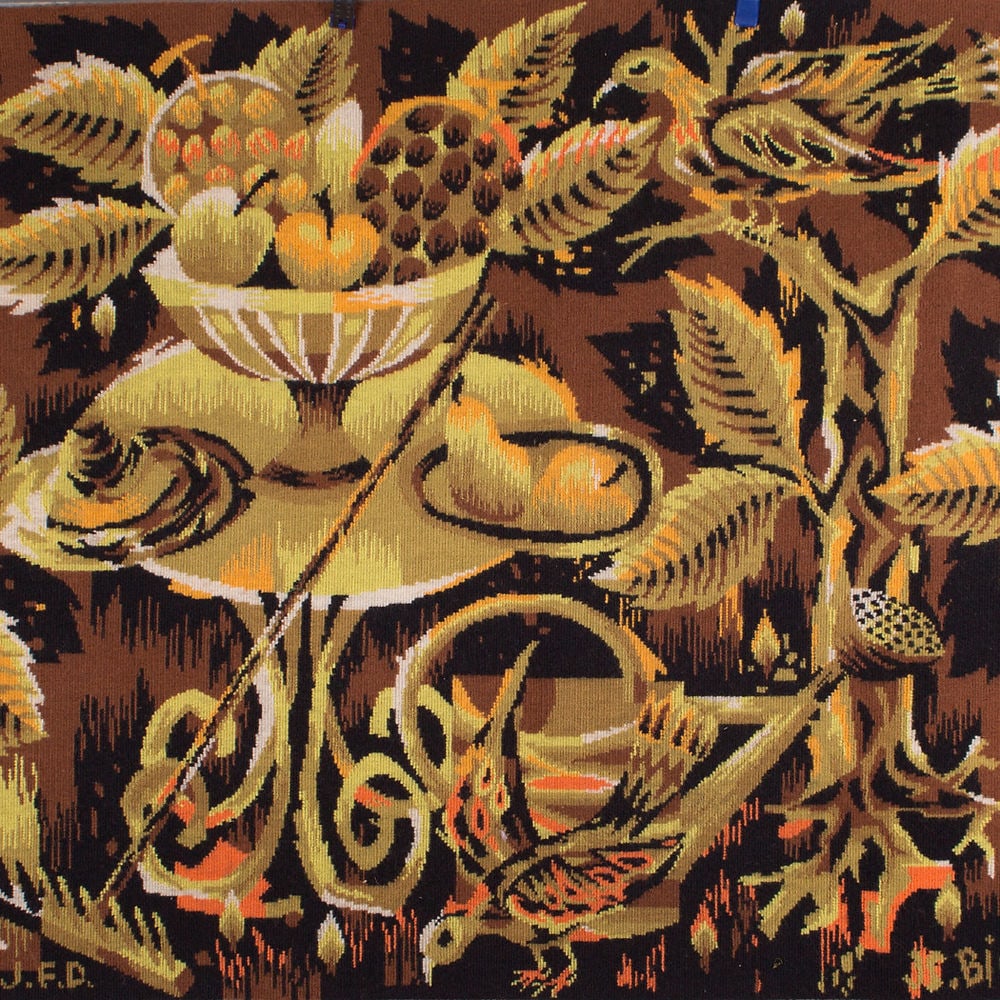 Jean Claude Bissery mid century Autumn wool tapestry on a jacquard metier - 2