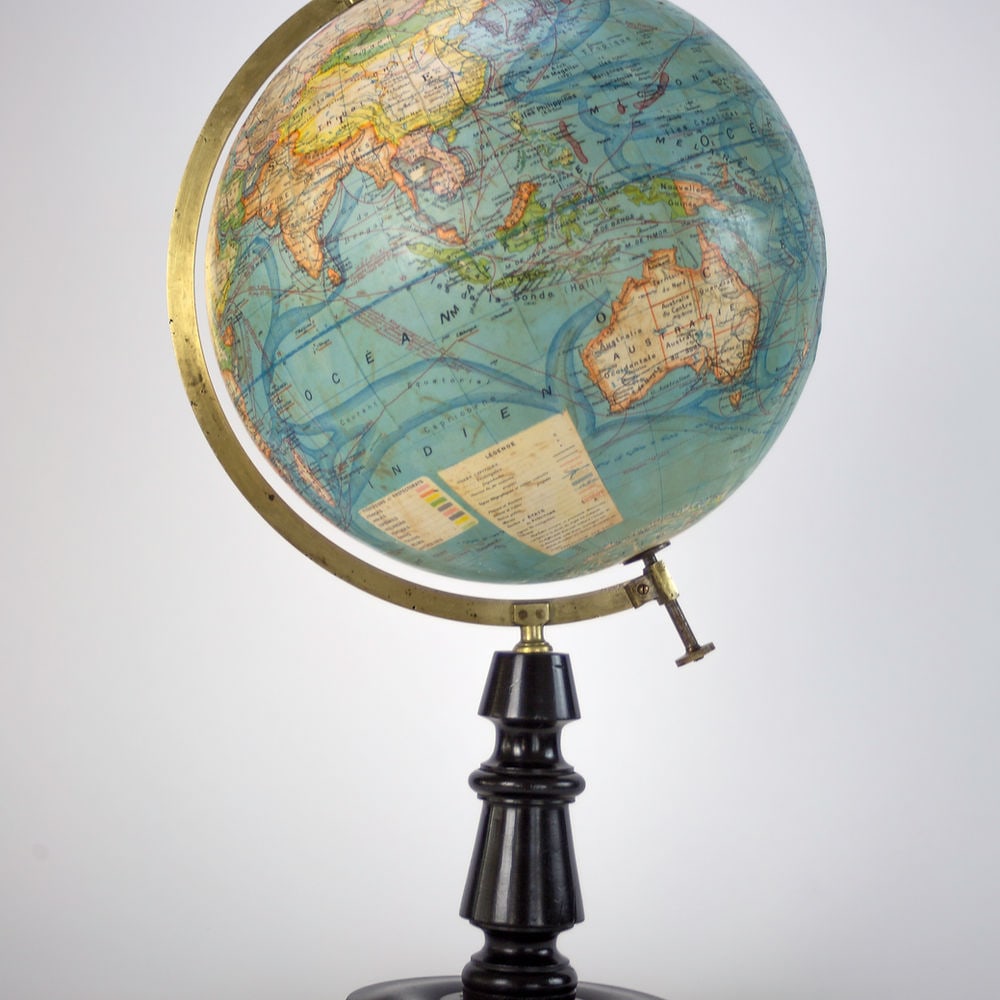 1925 14" ANTIQUE FRENCH TERRESTRIAL GLOBE FOREST table top - 6