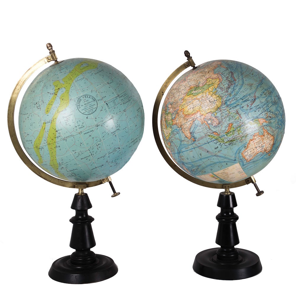 1925 14" ANTIQUE FRENCH TERRESTRIAL GLOBE FOREST table top - 8