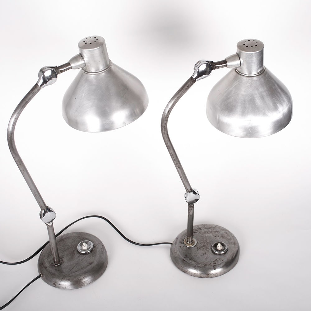 Pair of FRENCH MODERNIST INDUSTRIAL DESK LAMP JUMO GS1 - 2