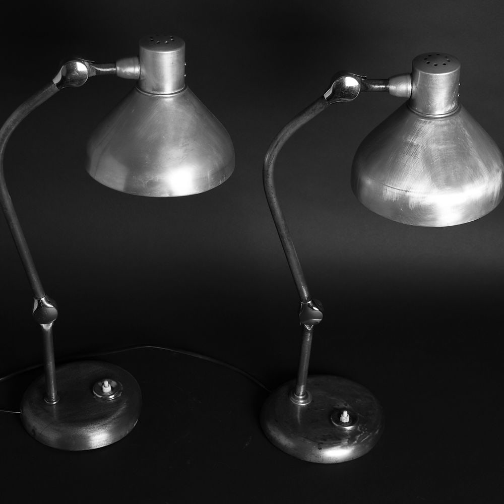 Pair of FRENCH MODERNIST INDUSTRIAL DESK LAMP JUMO GS1 - 7