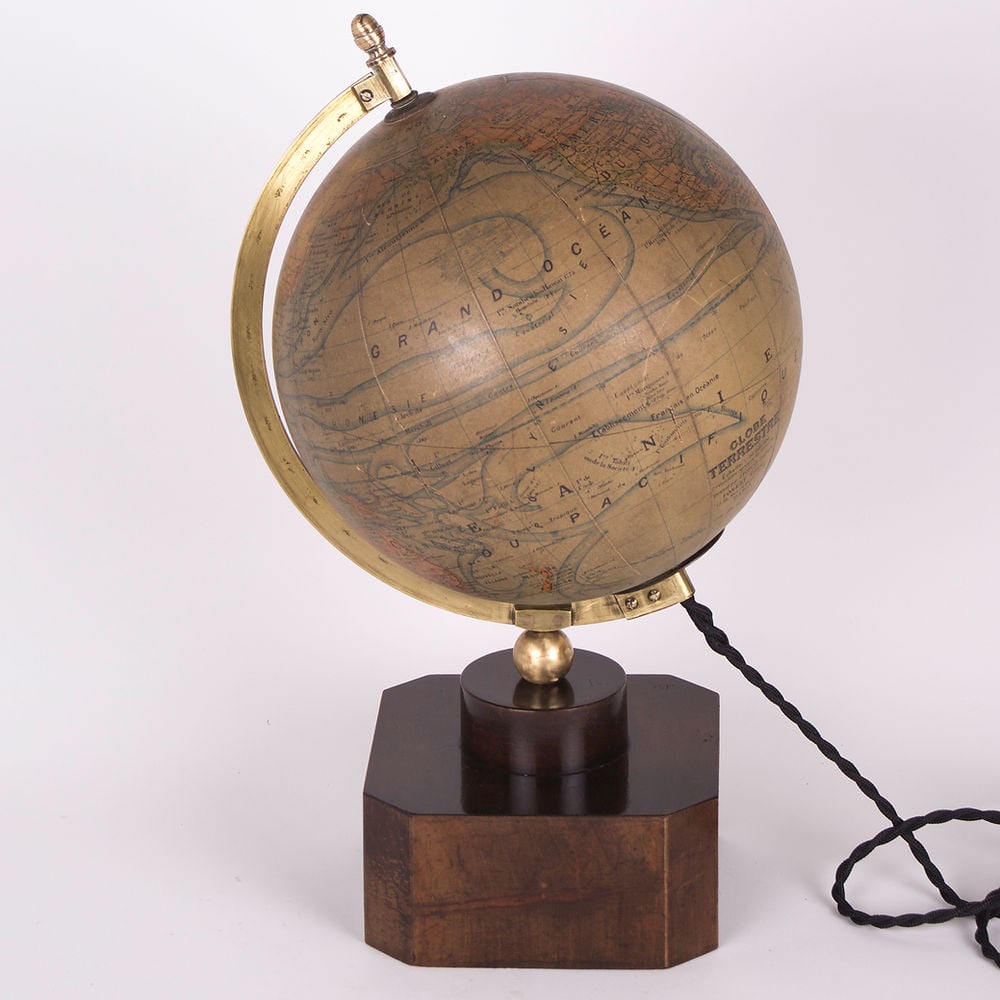 1920 ADNET FRENCH TERRESTRIAL GLASS GLOBE FOREST ART DECO MODERNIST: From the geography this globe is from the early 1920's . The Forest company is a very well know French company which produced until the 1950's and become " Taride" in later date , this globe is made w