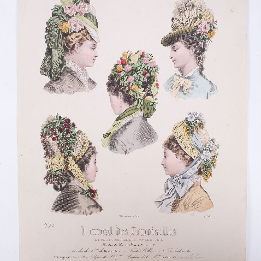 19th french lithogravure of fashion advertisement 1865 early magazine - 5