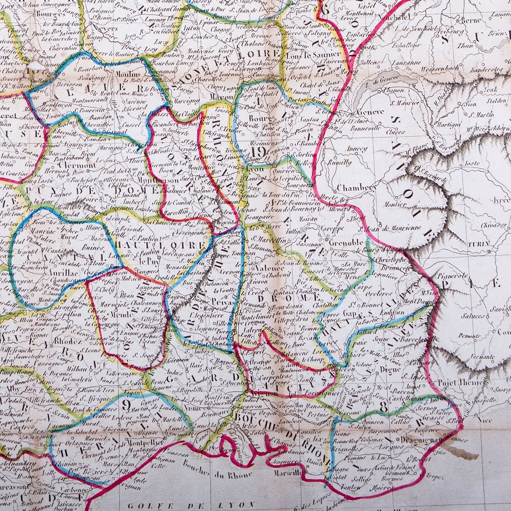 French road map of France published by Avar Toussaint 1833 - 2