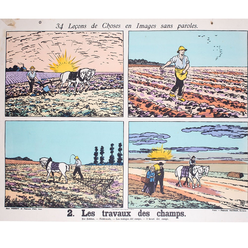 Vintage French School Poster Fernand Nathan farming - Double-Sided 1920/1940 - 2
