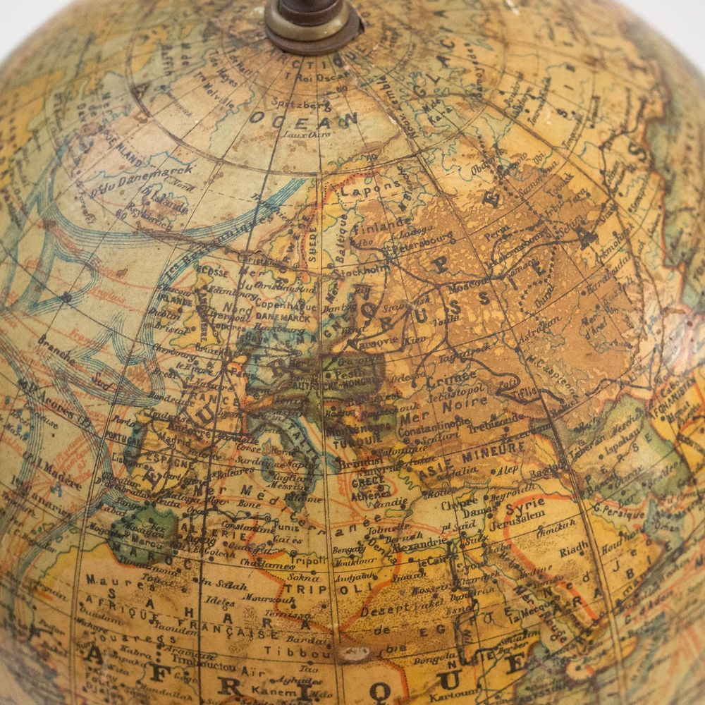 1880's 9 " ANTIQUE FRENCH TERRESTRIAL GLOBE Forest mappemonde - 4