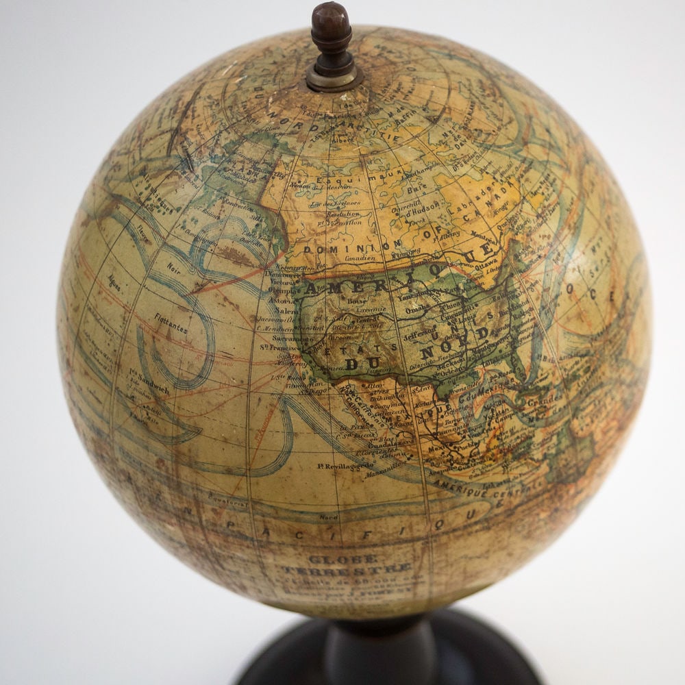 1880's 9 " ANTIQUE FRENCH TERRESTRIAL GLOBE Forest mappemonde - 5