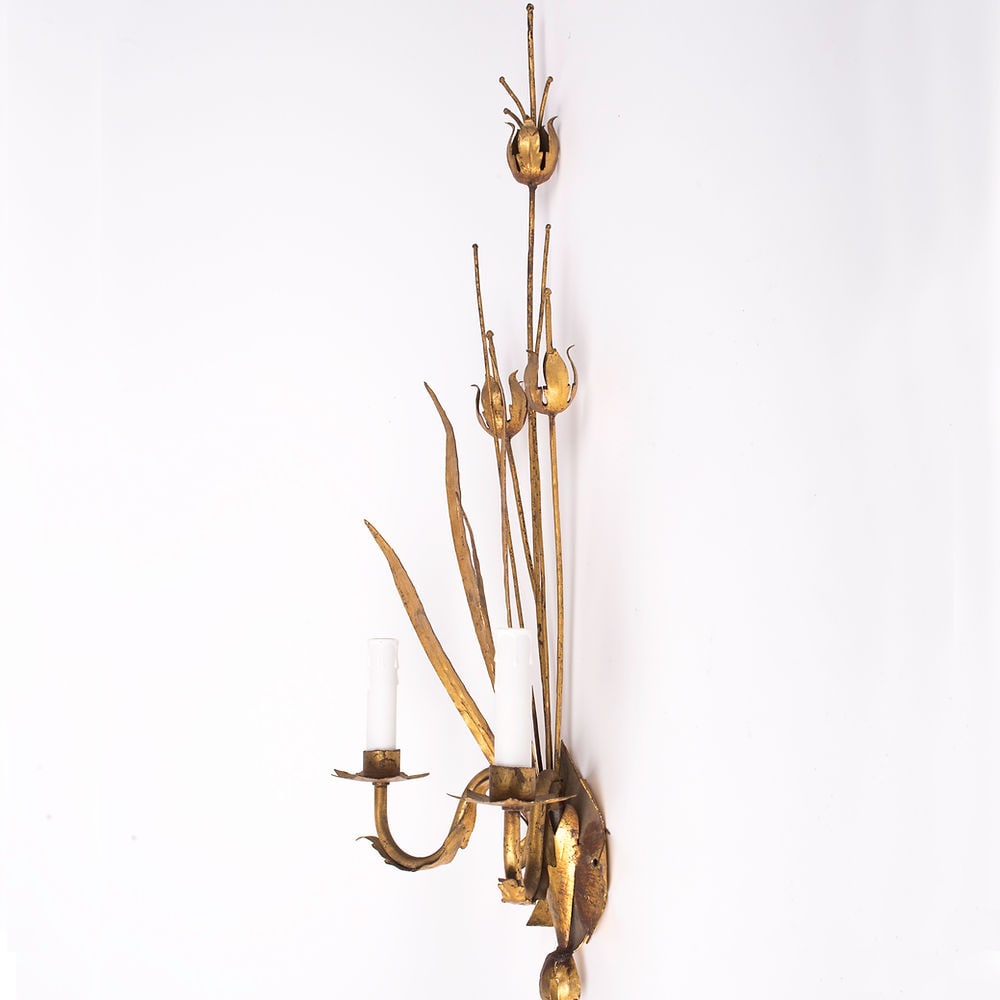 Brutalist metal mid century naturalist sconce from Spain - 3