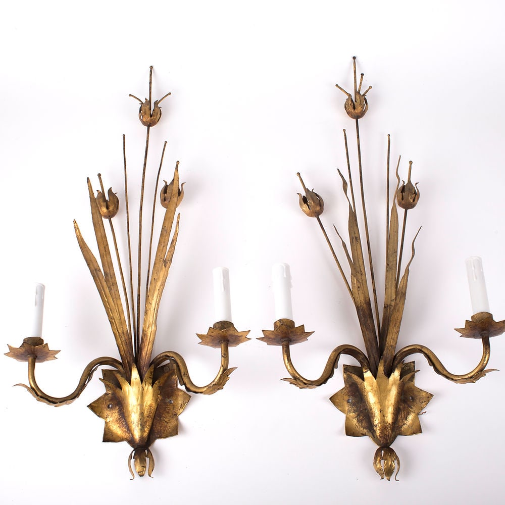 Brutalist metal mid century naturalist sconce from Spain - 4