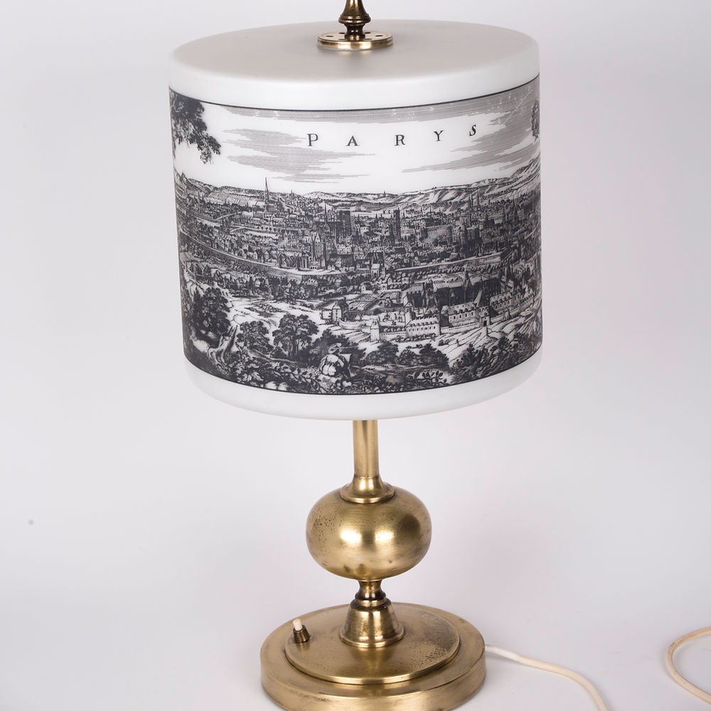 Mid century table lamp opaline in the manner of Fornasetti - 2