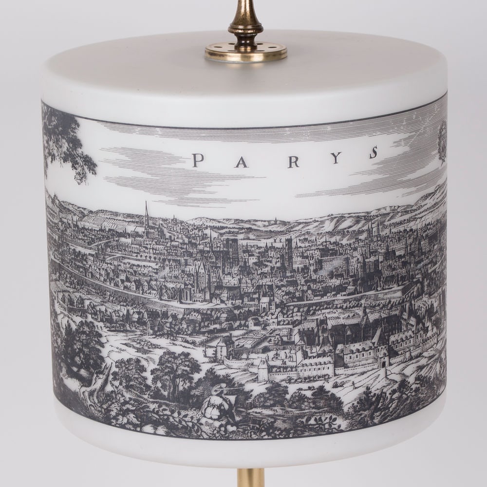 Mid century table lamp opaline in the manner of Fornasetti - 3