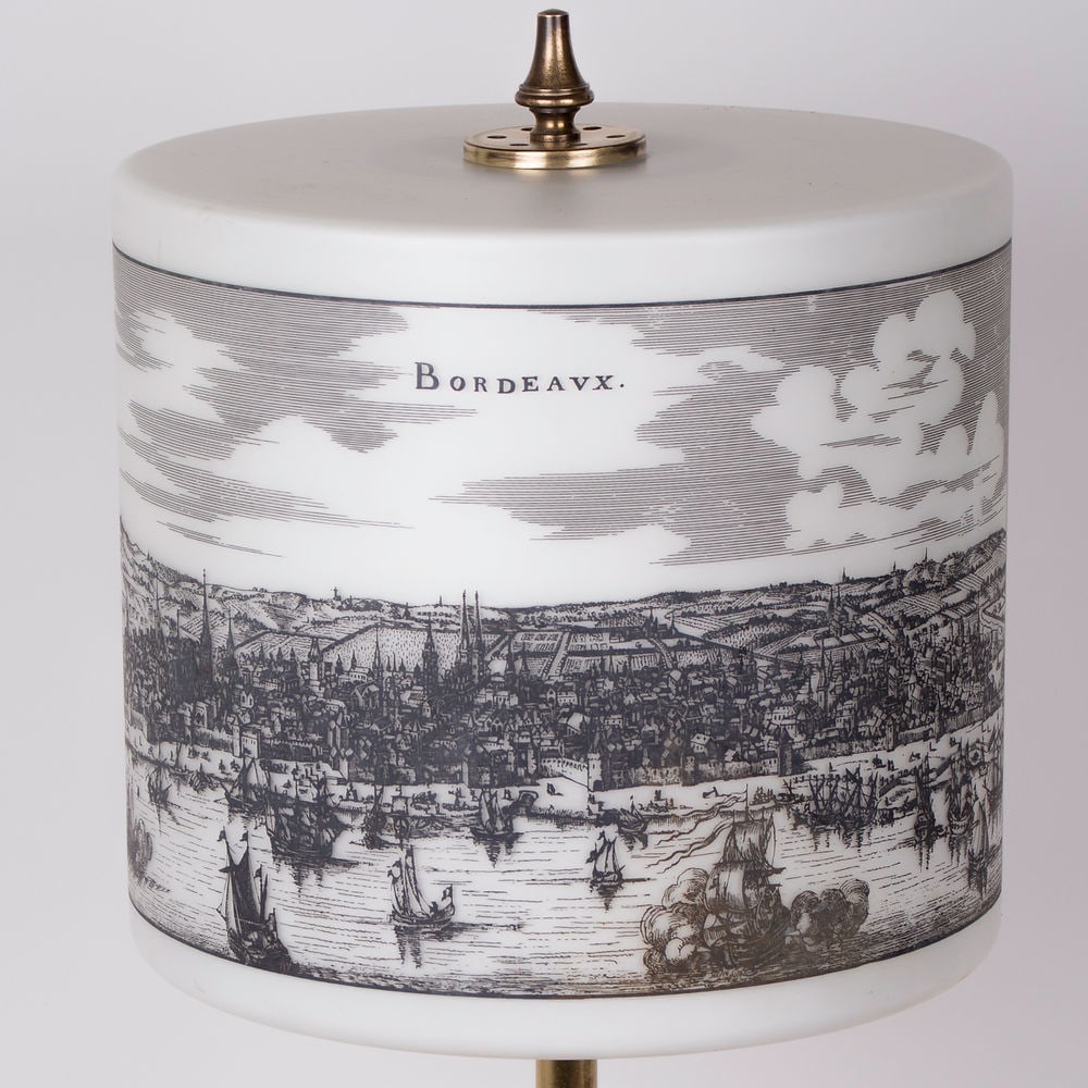 Mid century table lamp opaline in the manner of Fornasetti - 4