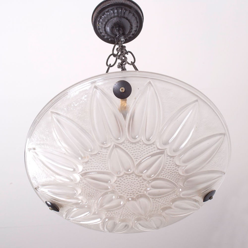 FRENCH Art-Deco Chandelier Sabino clear pressed glass - 2