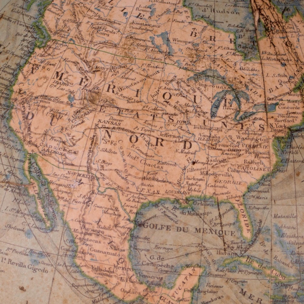 LEBEGUE 14" FRENCH TERRESTRIAL GLOBE ANTIQUE - 3