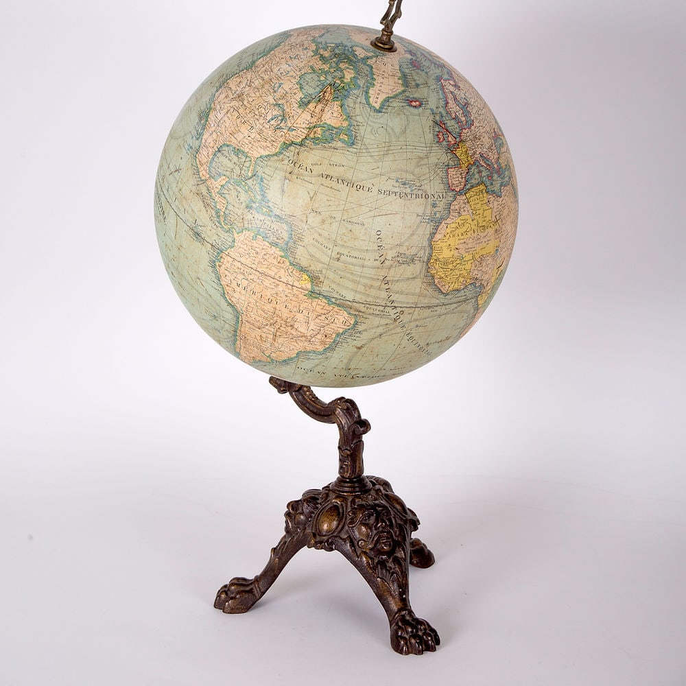 LEBEGUE 14" FRENCH TERRESTRIAL GLOBE ANTIQUE - 6