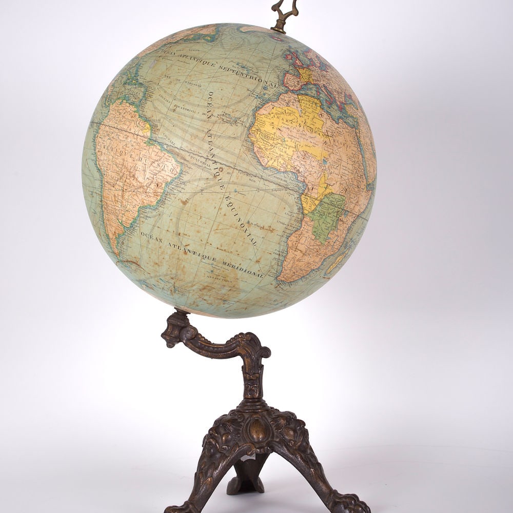 LEBEGUE 14" FRENCH TERRESTRIAL GLOBE ANTIQUE - 8