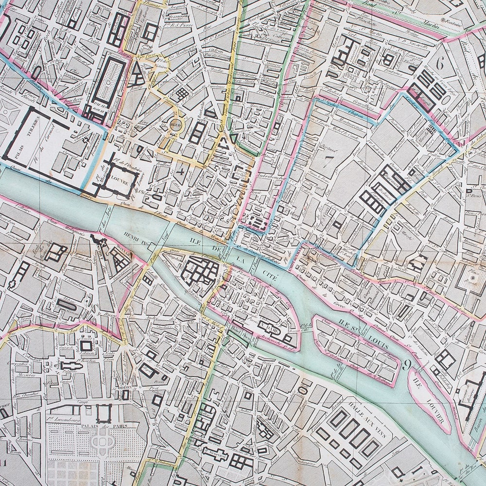 1828 large French map Nouveau plan de la ville de Paris 12 arrondissements - 3