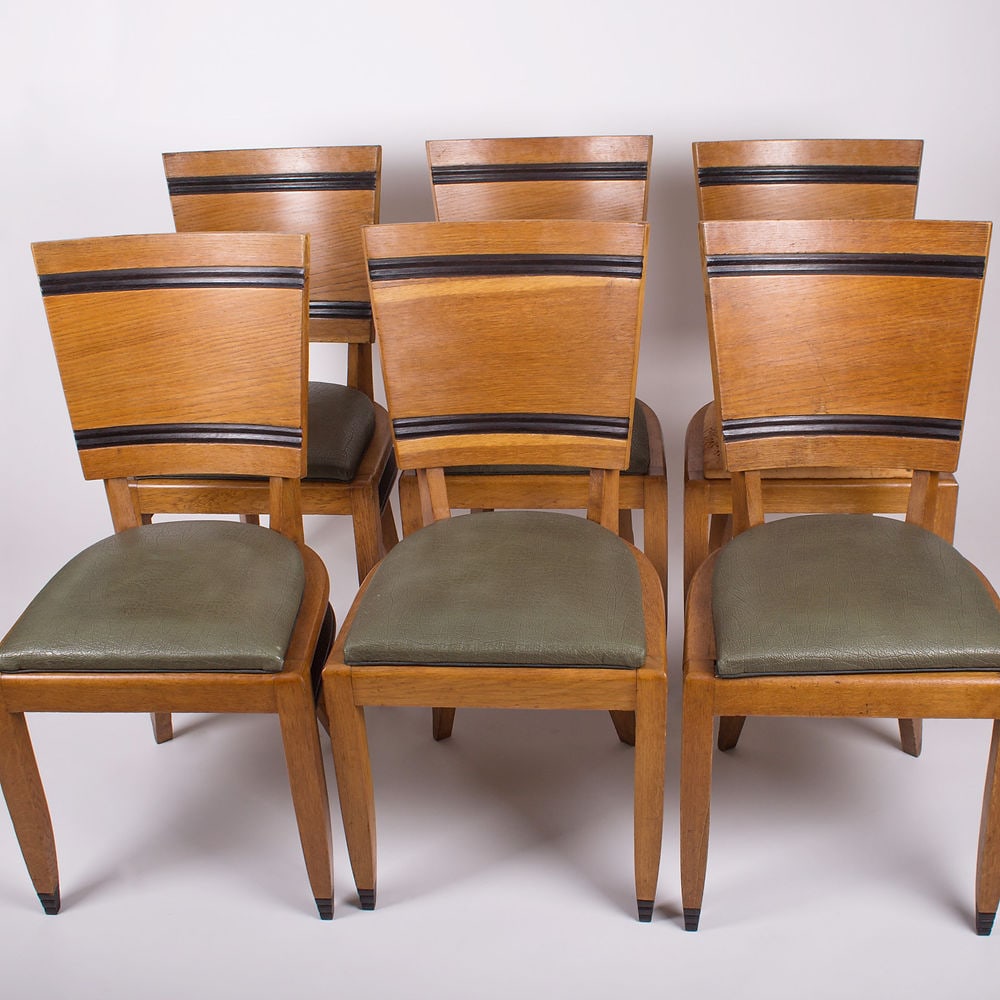 French modernist set of six chairs in the style of Maxime Old - 4