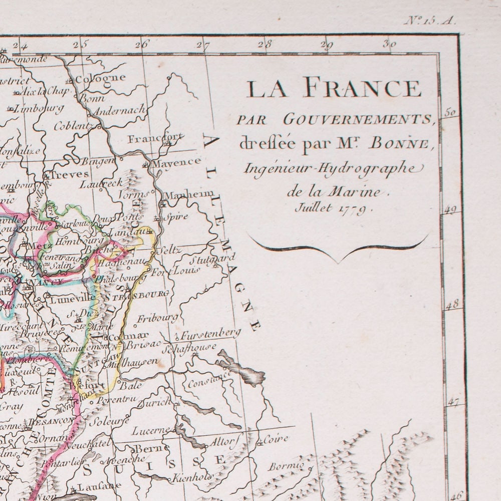 French map of France published by Bonne 1779 - 2