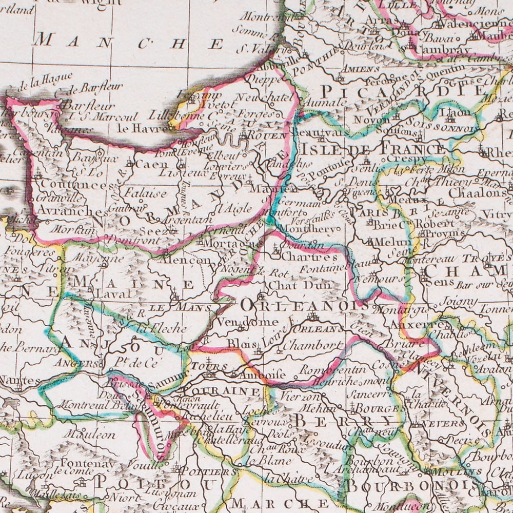 French map of France published by Bonne 1779 - 3