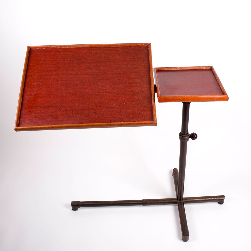 Adjustable Caruelle Side Table from Embru Werke 1950s: Francois Caruelle was a talented designer who worked with Embru Werke, a Swiss furniture company, in the early 20th century. He was instrumental in creating some of the company's most iconic and innov