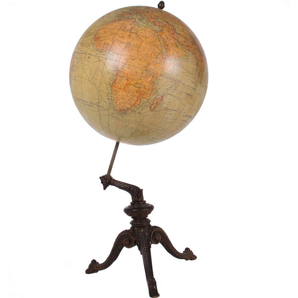 1900 Delamarche French antique terrestrial globe 13 " Berteaux editeur (1 of 8)