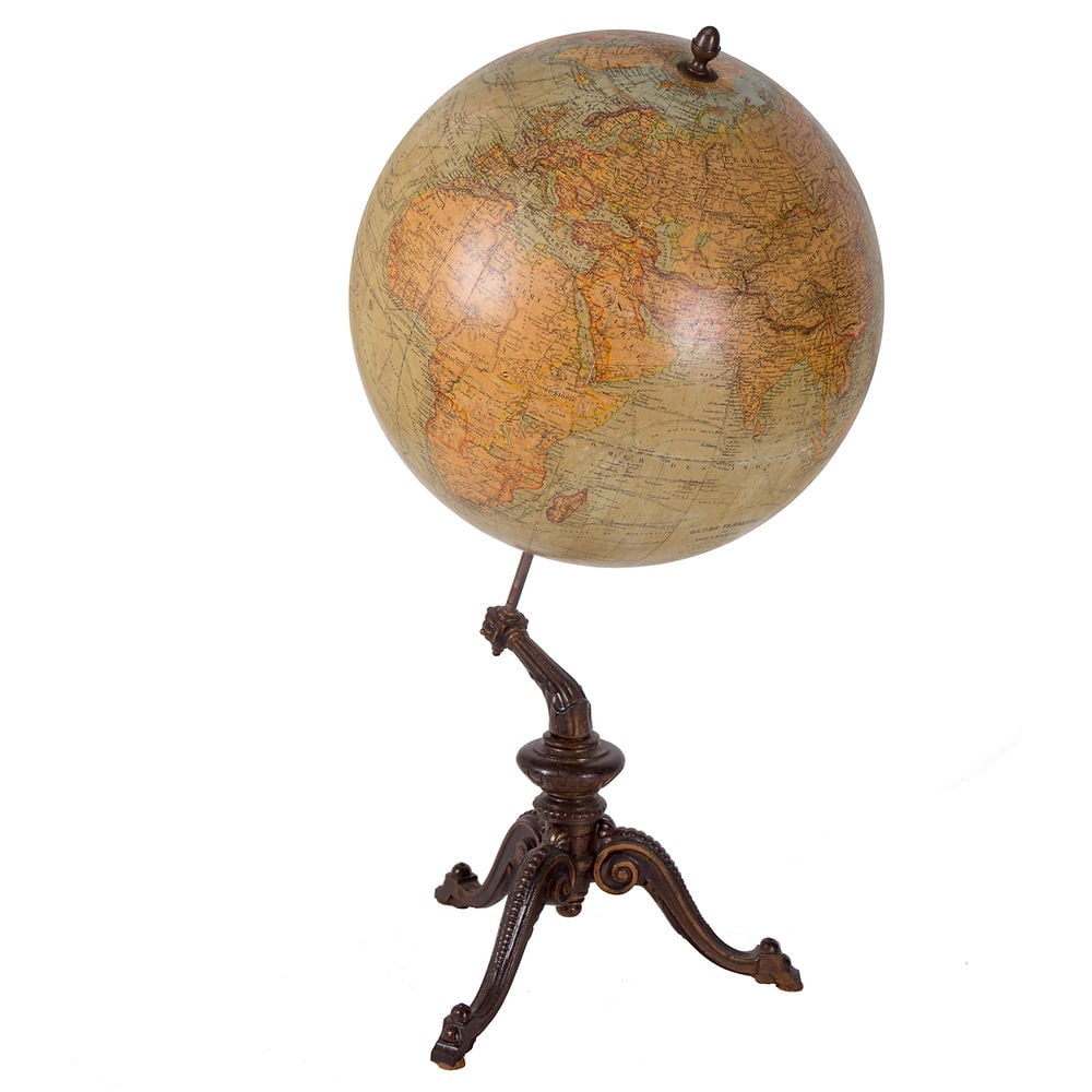 1900 Delamarche French antique terrestrial globe 13 " Berteaux editeur - 3
