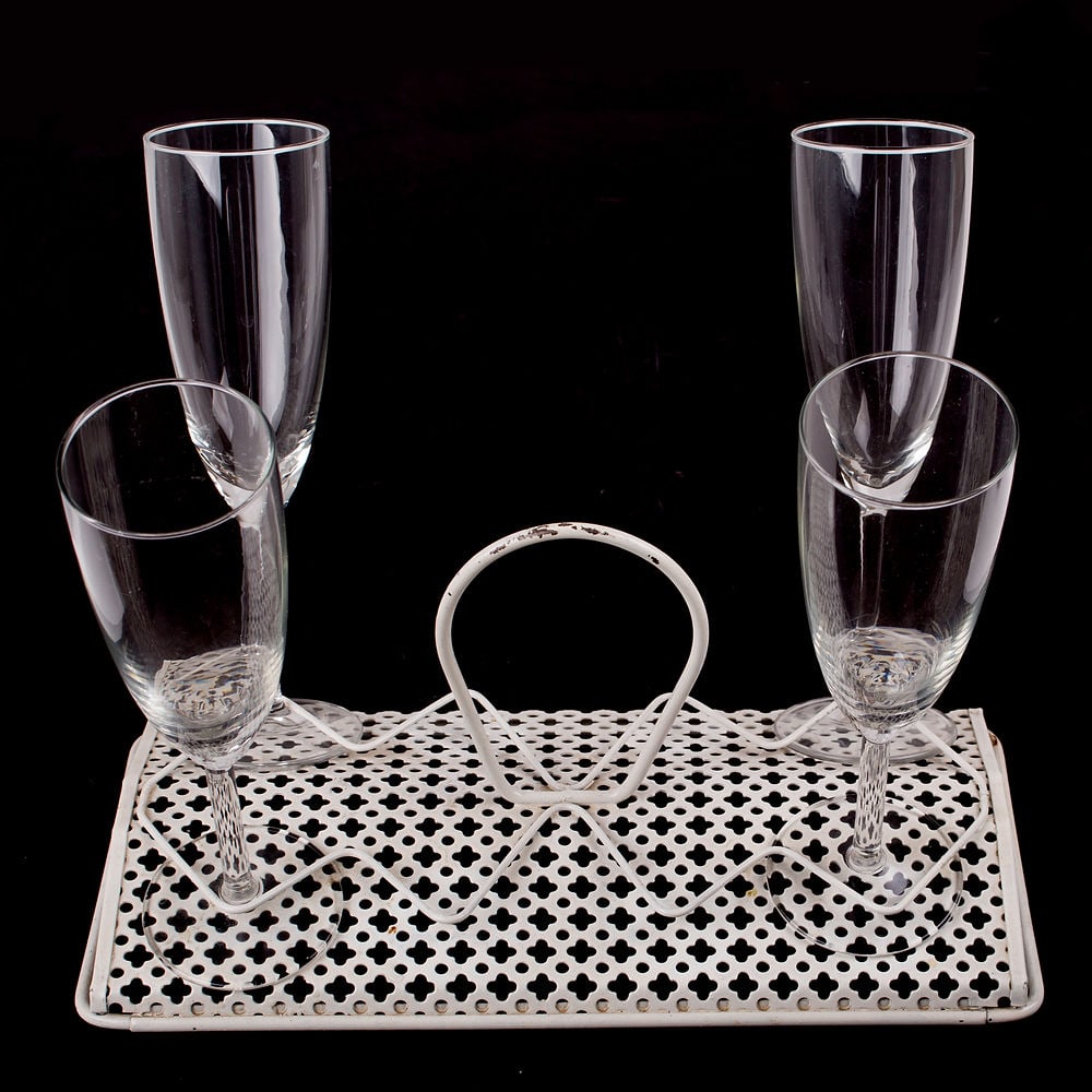 FRENCH MODERNIST Set bottle and Glass carrier MATEGOT Mid century RIGITULLE - 2