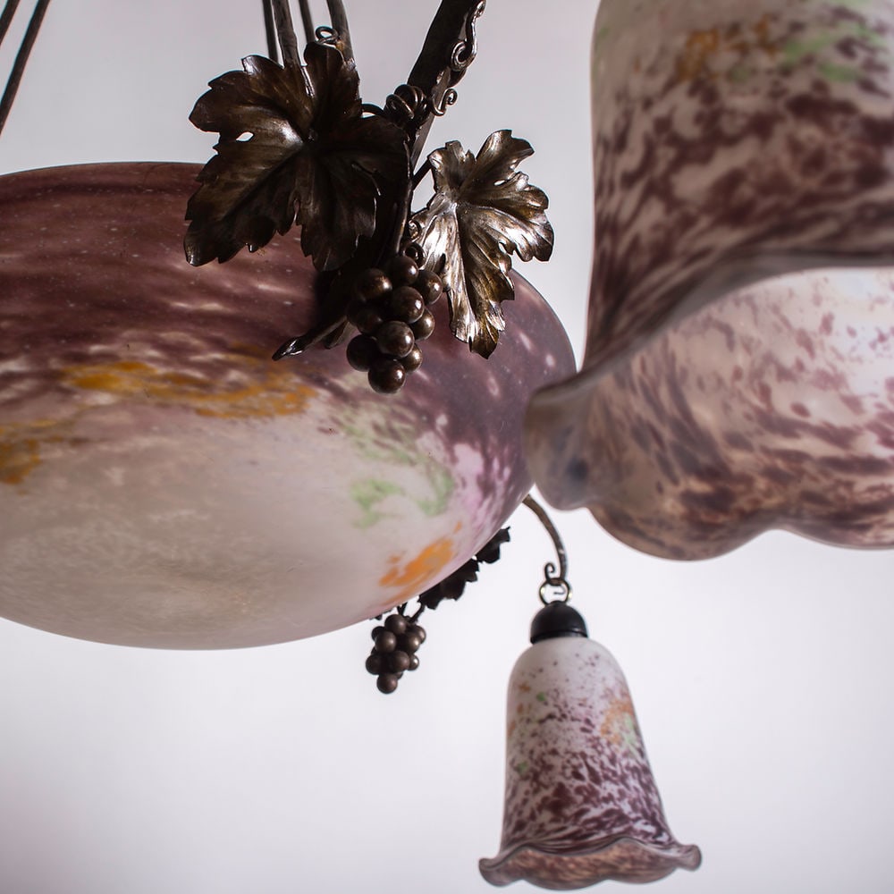 French Art-Deco marmoreal Chandelier Lorrain Daum grande verrerie de Croismar - 2