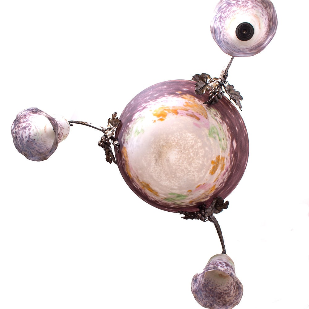 French Art-Deco marmoreal Chandelier Lorrain Daum grande verrerie de Croismar - 4