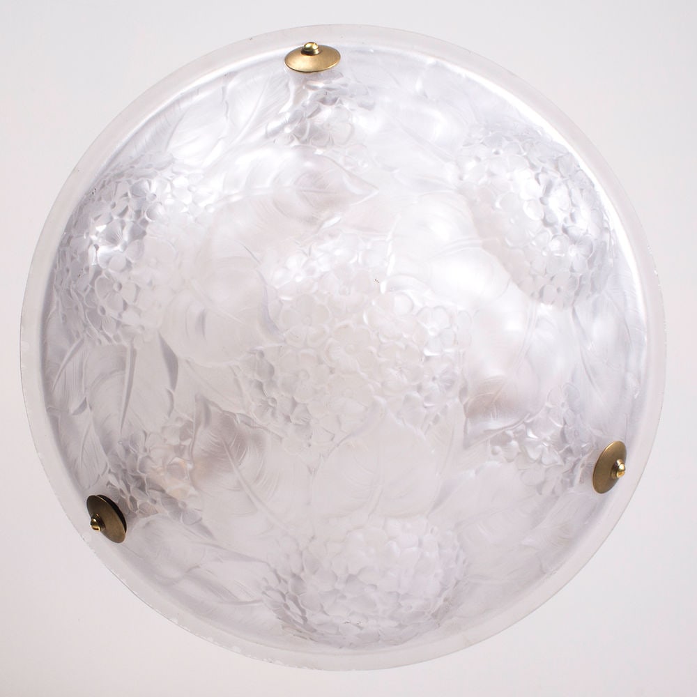 FRENCH ART DECO CHANDELIER GLASS MULLER lilac flower motive - 6