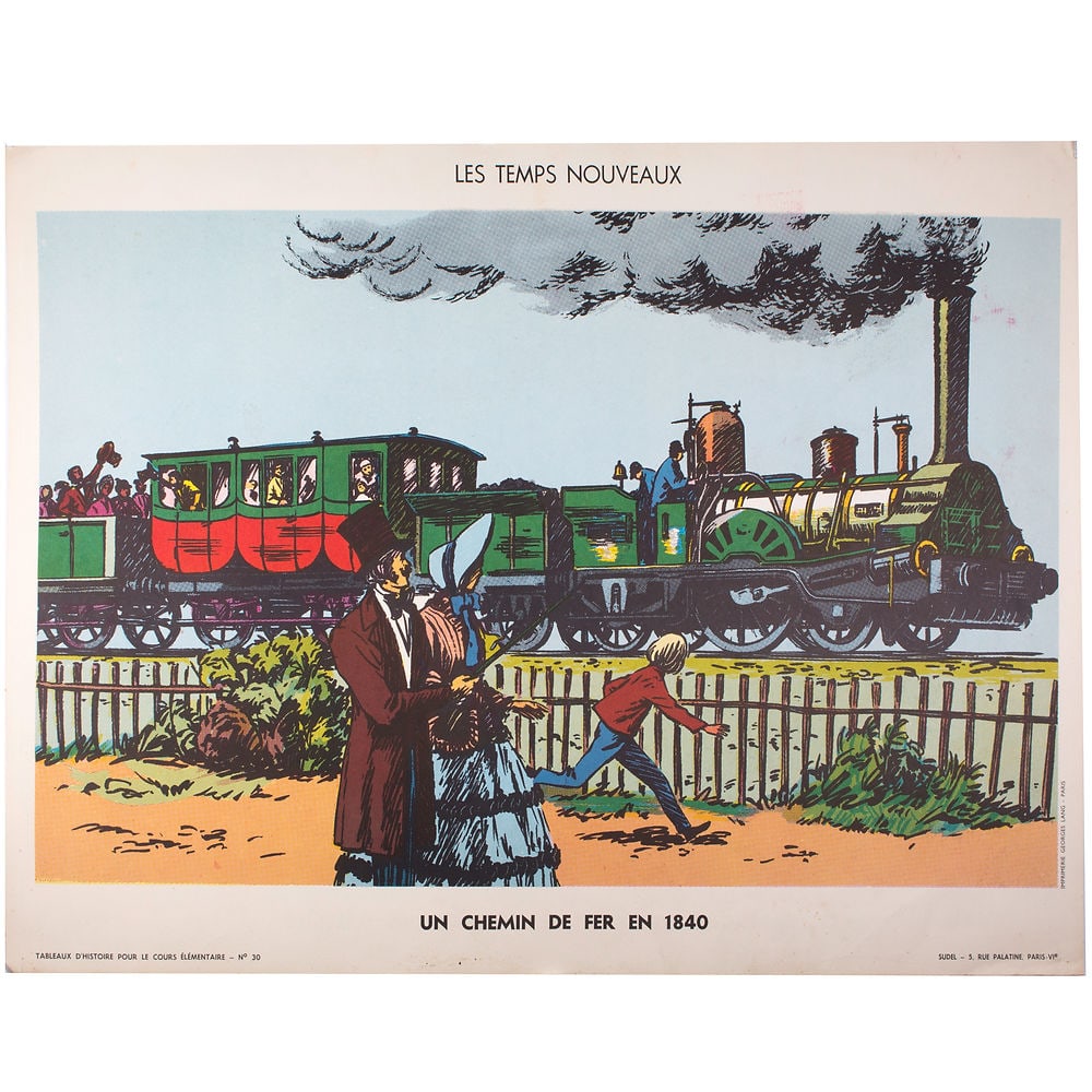 Vintage History French School Poster, Sudel , plate 26 double side1950 - 2