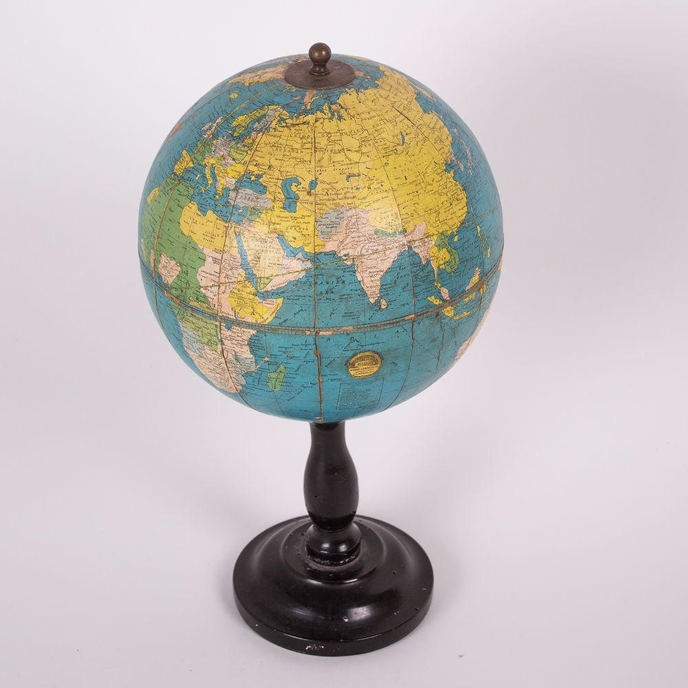 6" TERRESTRIAL ANTIQUE TABLE GLOBEWEBER COSTELLO 1930 - 3