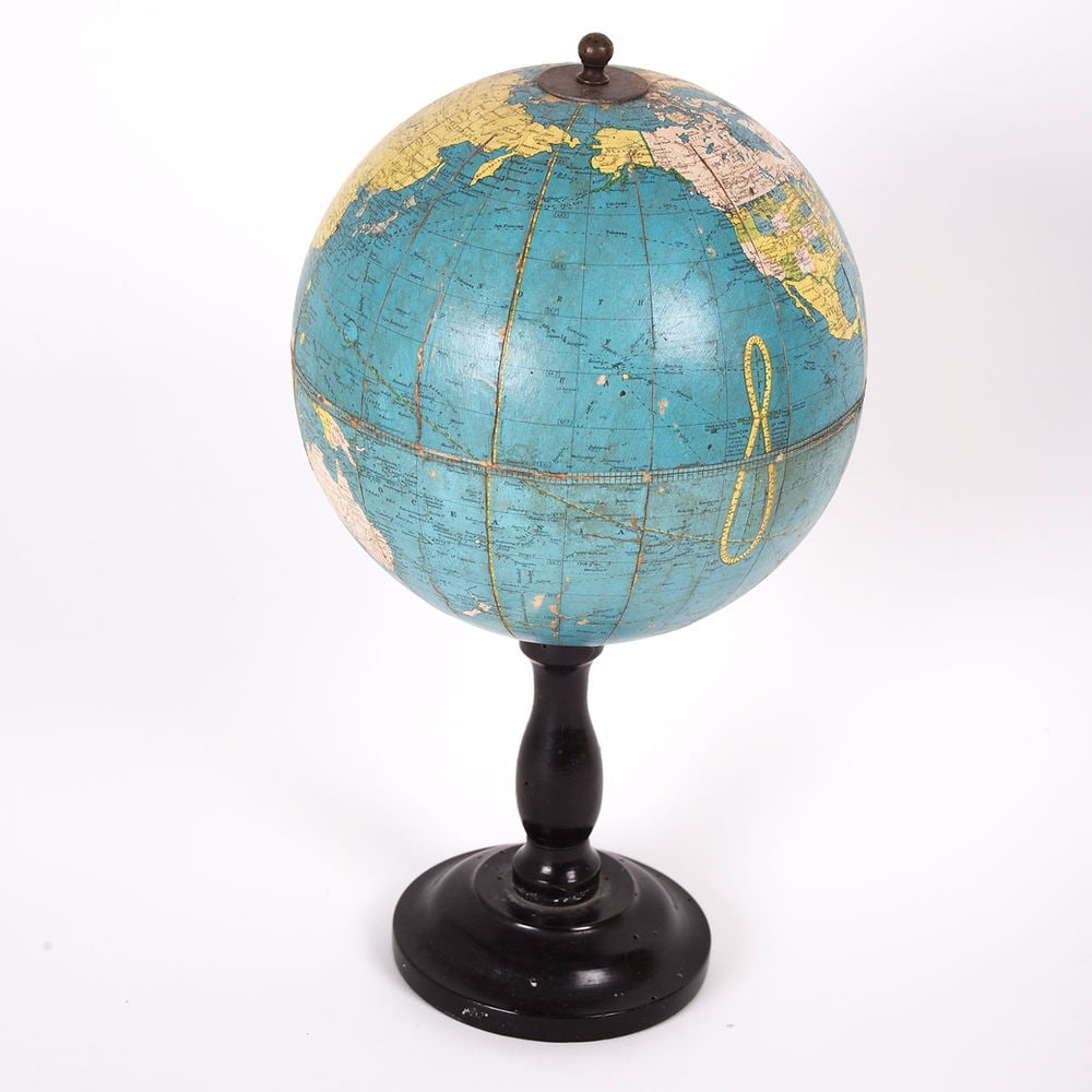 6" TERRESTRIAL ANTIQUE TABLE GLOBEWEBER COSTELLO 1930 - 4