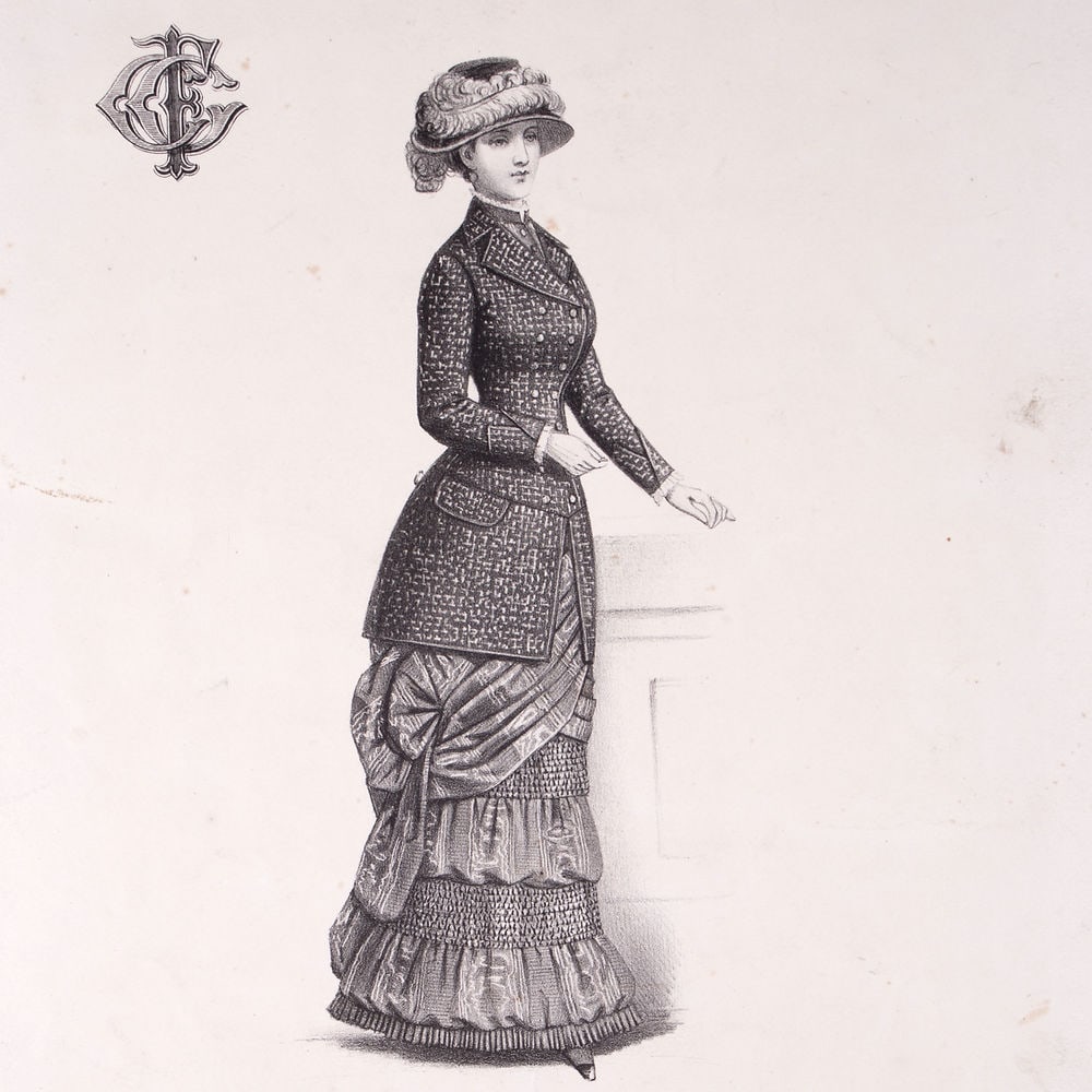Poster 19th french lithogravure of fashion advertisement 1865 early ma - 2