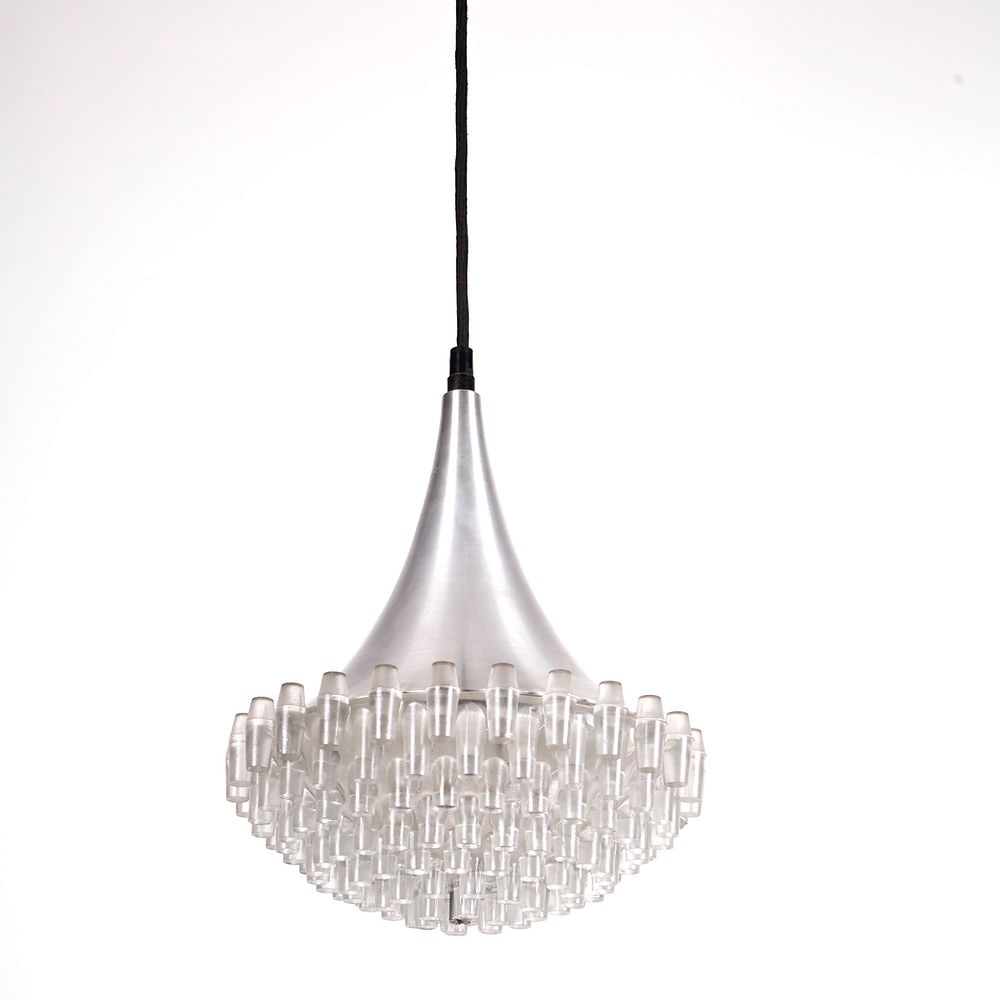 1970s German Hustadt Leuchten lamp pendant Glass globe: Hustadt Leuchten was a West German lighting manufacturer active in the 1960s and 1970s, part of the Sauerland design cluster alongside Staff and Doria. they produced Space Age and modernist lamps in c