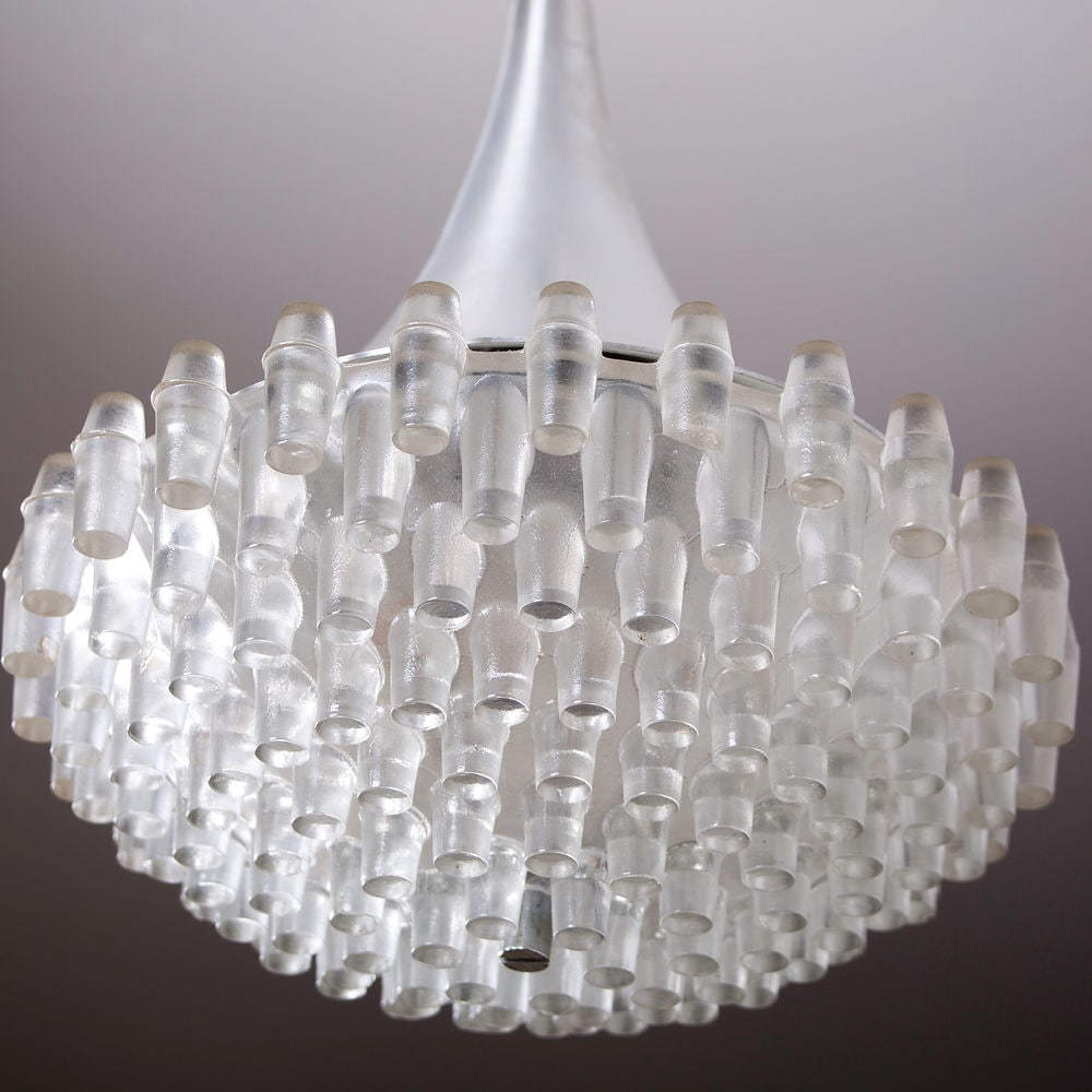 1970s German Hustadt Leuchten lamp pendant Glass globe - 3