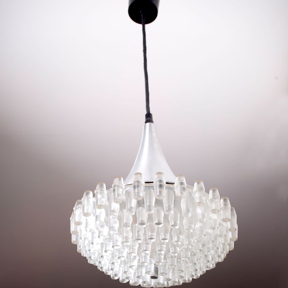 1970s German Hustadt Leuchten lamp pendant Glass globe - 4