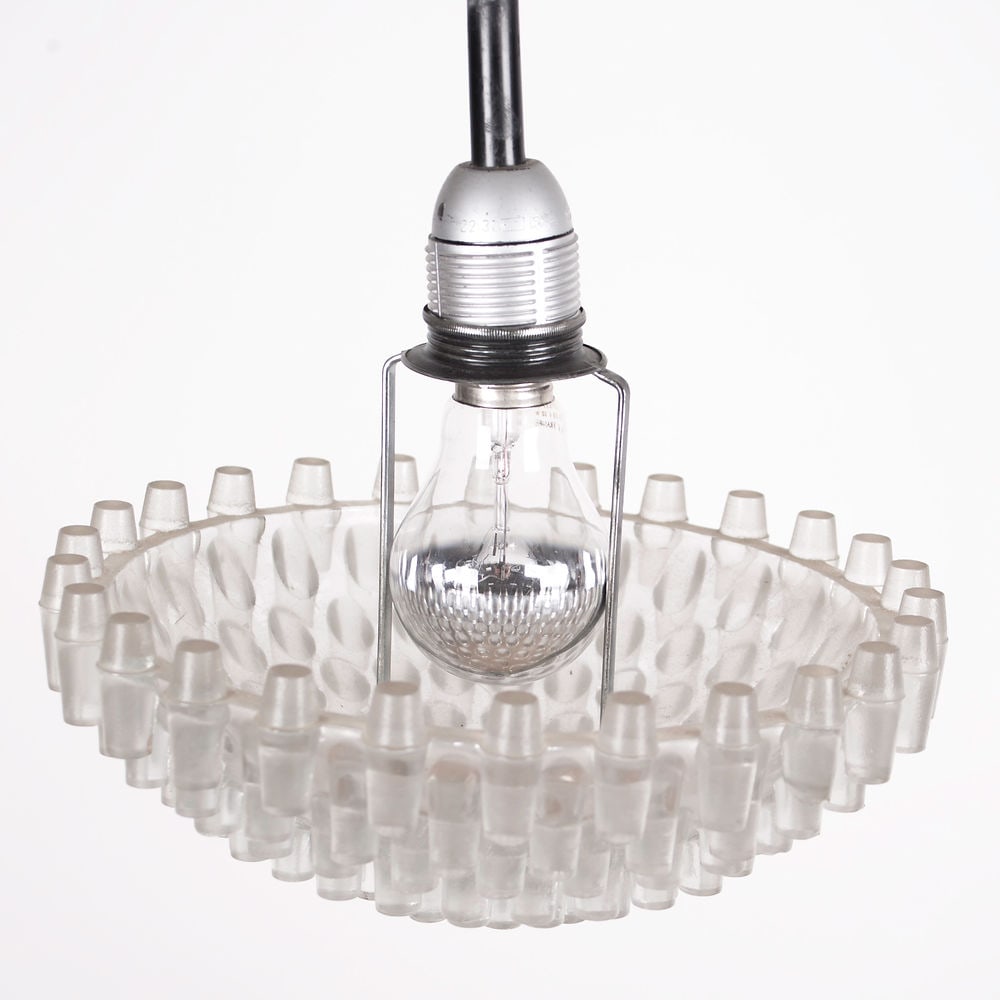 1970s German Hustadt Leuchten lamp pendant Glass globe - 5