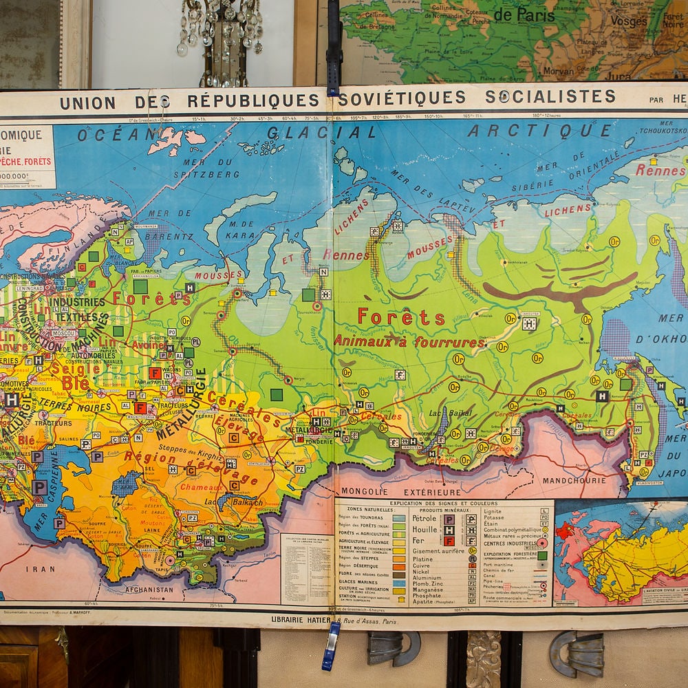 Large French map of the USSR /URSS 1970 school aid Soviet Union - 3