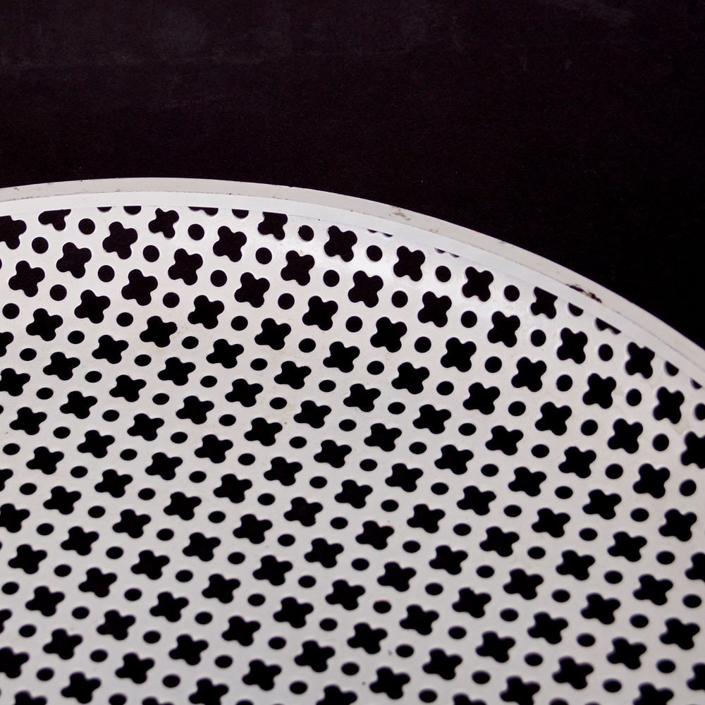 Mid size Mategot mid century round Tray rigitulle with stamped trim - 3
