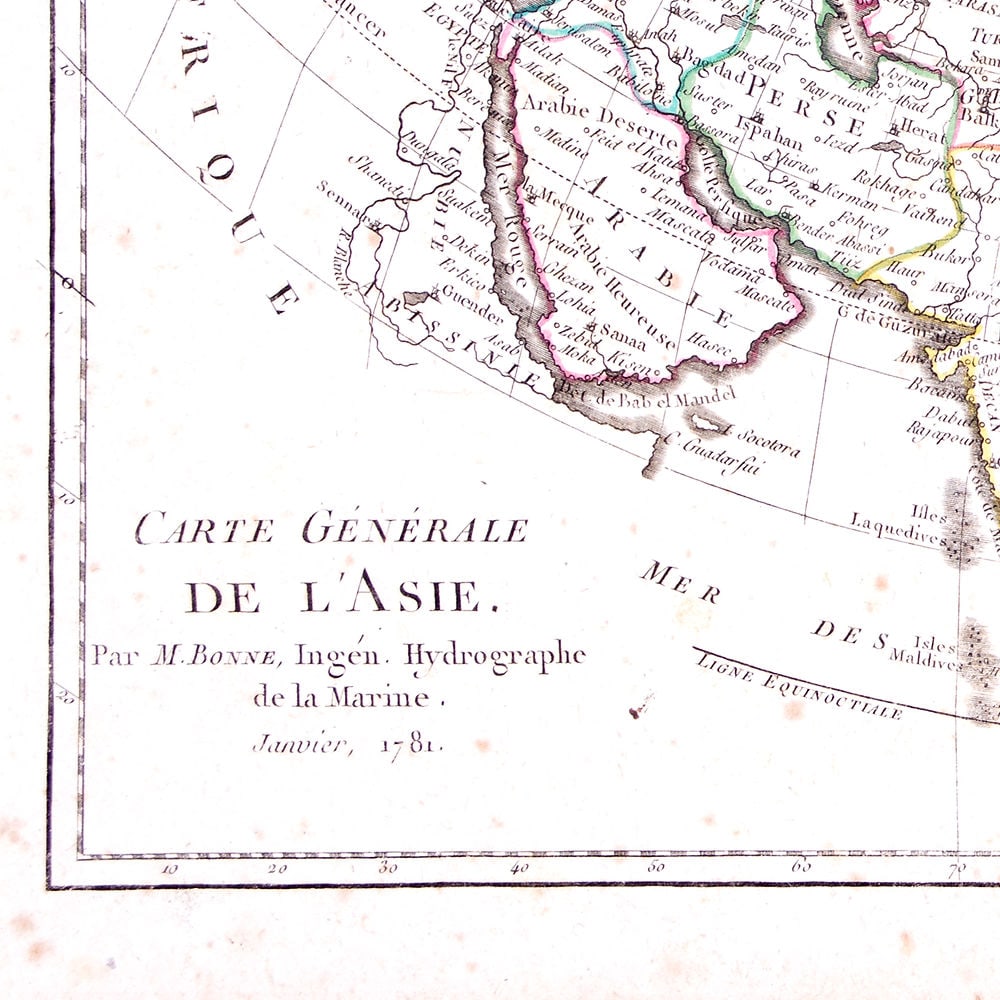 French map of Asia published by Bonne 1781 - 2