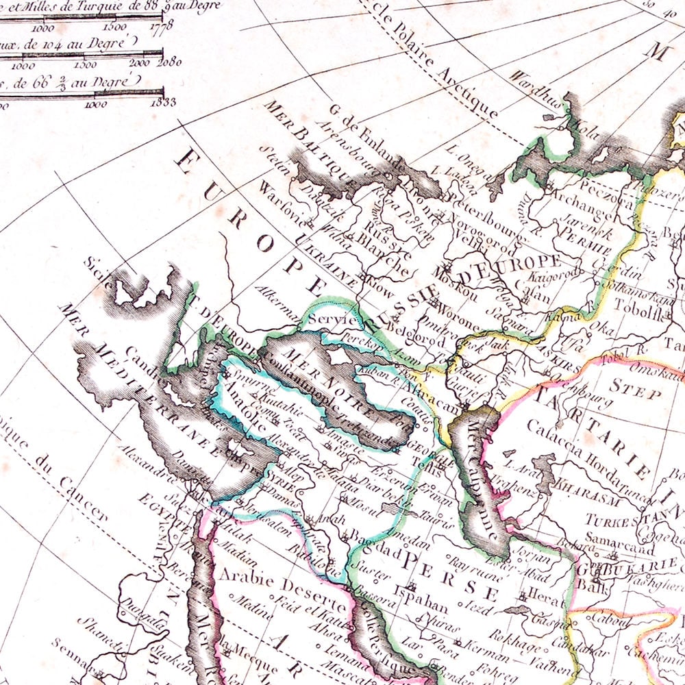 French map of Asia published by Bonne 1781 - 3