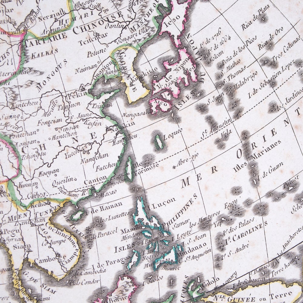 French map of Asia published by Bonne 1781 - 4