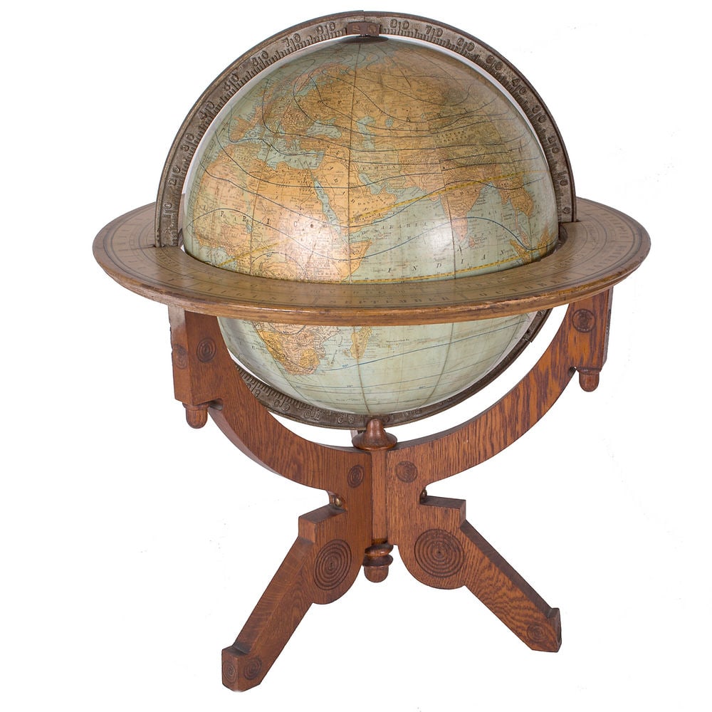 Rare eastlake base 12" TERRESTRIAL ANTIQUE GLOBE RAND MC NALLY 1891 (1 of 8)